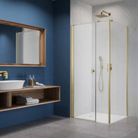 Radaway Brushed Gold NES KDS I Premium Shower Enclosure in Bathroom