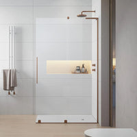 Radaway Furo Brushed Copper Sliding Walk-In Shower Screen in Bathroom