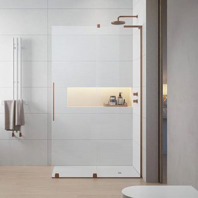 Radaway Furo Brushed Copper Sliding Walk-In Shower Screen in Bathroom