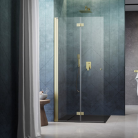 Radaway Nes Brushed Gold Walk-In Shower Enclosure KDD B - Black 800mm - Radaway