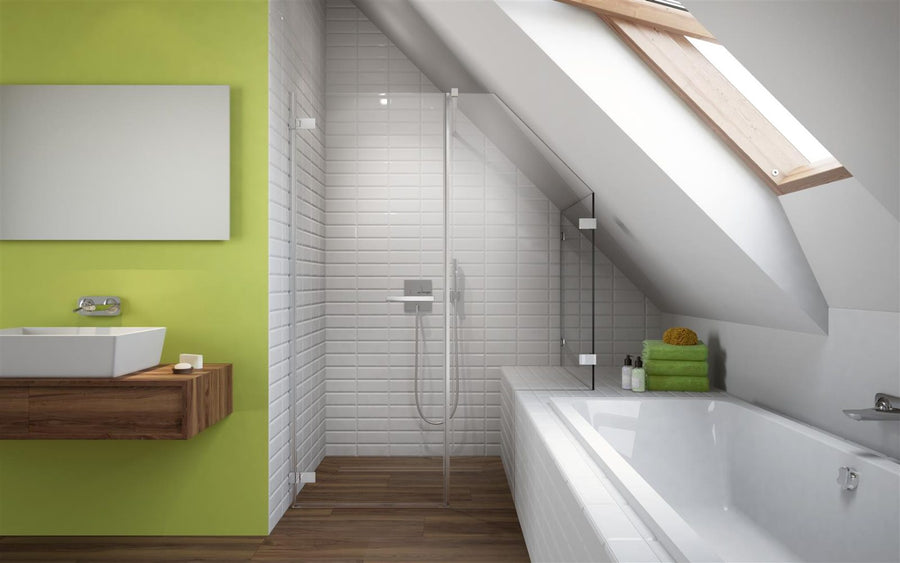 Radaway Arta KDS made-to-measure shower enclosure in a non-standard bathroom