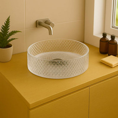 Aura Glass Countertop Basin Frosted - Bathroom Store Ireland