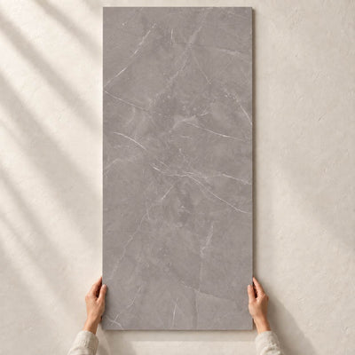 Ritual Grey Matt 120x60cm – full tile held in hands – product render