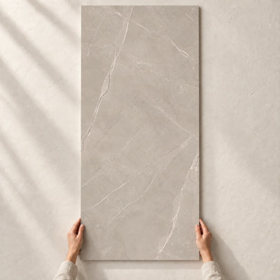 Ritual Taupe Matt 120x60cm – full tile held in hands – product render