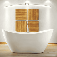 Besco Viya Freestanding Mineral-Cast Bathtub with White Syphon (Gloss or Matt), 160×70 / 170×72 - 160x70mm Gloss - Bathroom Store