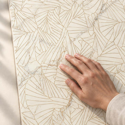 Serene - Bianco Inserto 25x75cm – surface detail with hand – product render