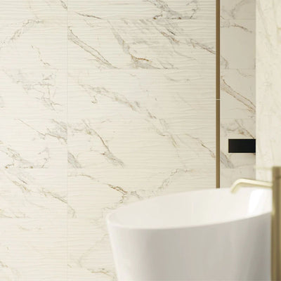 Serene Bianco Structura Tiles in Bathroom