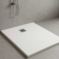 White Stone Resin Shower Tray – 3cm Slate Finish - 1000mm 800mm - Bathroom Store