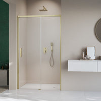 Radaway Idea DWJ Recess Shower Door – Brushed Gold, 6mm Glass - 1000mm Left - Radaway