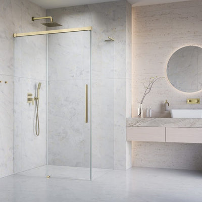 Radaway Idea 8 QL KDJ Shower Enclosure – 8mm Glass, Brushed Gold - 1000mm Left - Radaway