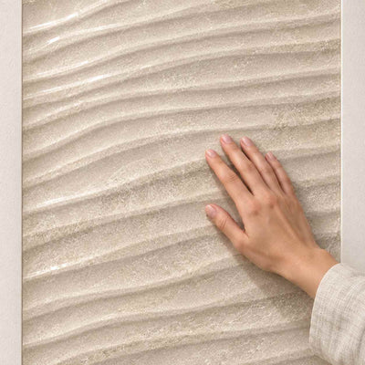 Tempo Nature Gloss Stone Effect Wall Tile Curve Decor 30x90cm – hand touching relief surface – product render