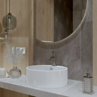 Tenerife White Countertop Washbasin in Bathroom
