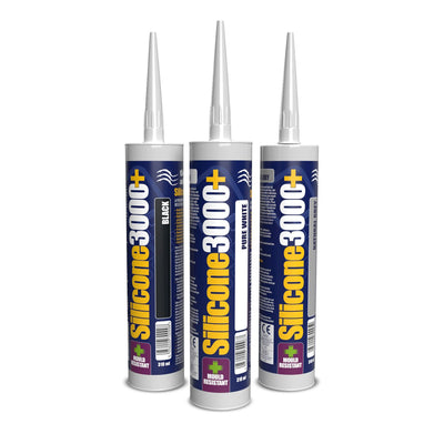 Tilemaster Silicone 3000+ 310ml cartridges - Black, Pure White, Natural Grey