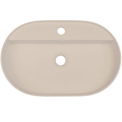 Silia Granite washbasin, countertop, with tap shelf - oval - 550x350mm - beige - CQS_5U6B - Deante Kitchen Tap
