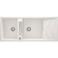 Magnetic granite sink, 2-bowl with drainer - 1140x900mm - alabaster - ZRM_A213 - Deante Kitchen Sink