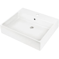 Temisto Ceramic washbasin, countertop/wall-mounted, with tap shelf - 60x50 cm - 600x500mm - white - CDT_6U6S - Deante Kitchen Tap