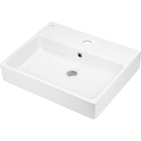 Temisto Ceramic washbasin, countertop/wall-mounted, with tap shelf - 50x40 cm - 500x400mm - white - CDT_6U4S - Deante Kitchen Tap