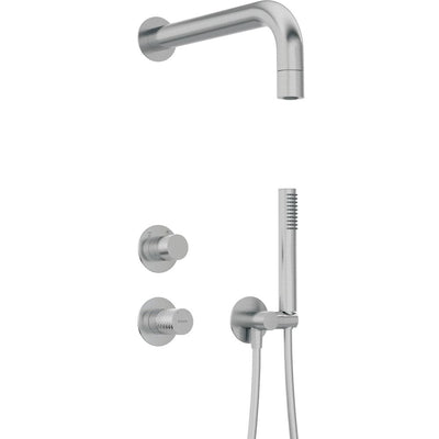 Silia Hexa Concealed shower set, with a fixed shower head - brushed steel - NHS_F9XK - Deante Product