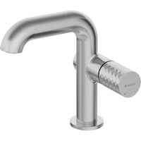 Silia Hexa Washbasin tap, with rectangular spout - brushed steel - BHS_F24M - Deante Kitchen Tap