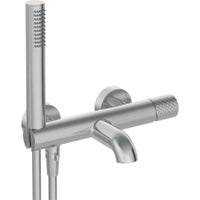 Silia Hexa Bath mixer, with shower set - brushed steel - BHS_F11M - Deante Kitchen Tap