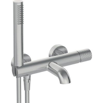 Silia Hexa Bath mixer, with shower set - brushed steel - BHS_F11M - Deante Kitchen Tap