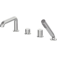 Silia Hexa Bath mixer, 4-hole, with shower set - brushed steel - BHS_F14M - Deante Kitchen Tap