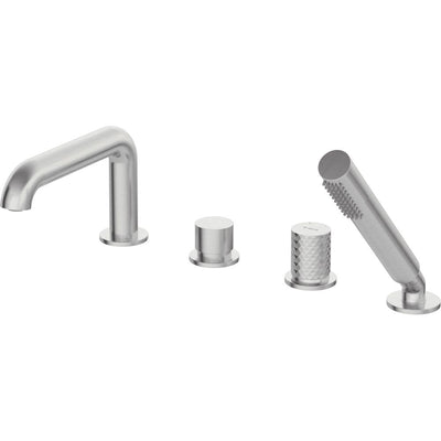 Silia Hexa Bath mixer, 4-hole, with shower set - brushed steel - BHS_F14M - Deante Kitchen Tap
