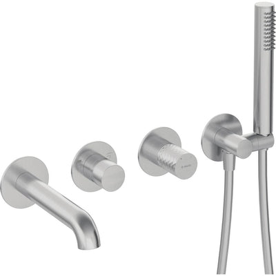 Silia Hexa Bath mixer, 4-hole, concealed - brushed steel - BHS_F18P - Deante Kitchen Tap
