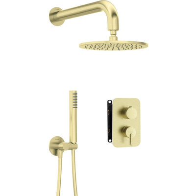 Silia Concealed shower set, with mixer BOX - with a shower head — brushed gold