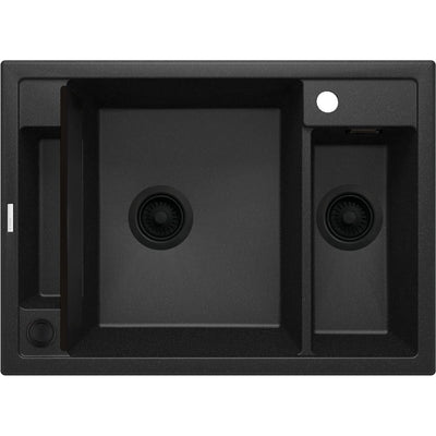Magnetic granite sink, 1.5-bowl - 670x700mm - metallic graphite - ZRM_G503 - Deante Kitchen Sink