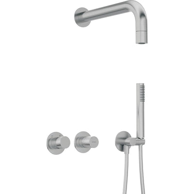 Silia Hexa Concealed shower set, with a fixed shower head - with horizontal mixer - brushed steel - NHS_F0XK - Deante Kitchen Tap