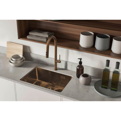 Olfato Precious Steel sink, 1-bowl - 500x600mm - brushed bronze - ZPO_C10B - Deante Kitchen Sink