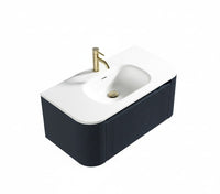 Flauto 870mm Wall Hung Curve Corner Vanity with Matte Basin - Midnight Shadow