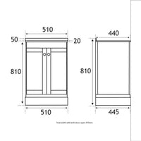 Eastbrook Hardwick Matt Cobalt Blue 2 Door Vanity Unit