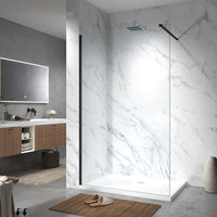 Walk-In Screen Clear Glass 8mm with Black Profile in Bathroom