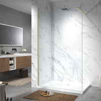 Walk-In Screen Clear Glass 8mm with Gold Profile in Bathroom