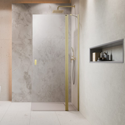 Radaway Nes Walk-In KDD II Shower Panel - 6mm Safety Glass, 8 Finishes — Brushed Gold / Left / 800mm