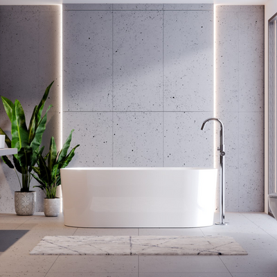 Besco Lova Freestanding Mineral DuraBe Bathtub with White Syphon (Gloss/Matt) - Glossy - Bathroom Store