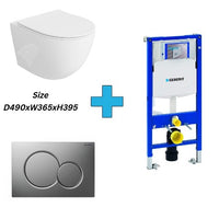 Cassiopeia Wall Hung Toilet with Geberit Sigma 112cm Installation Frame and Concealed Cistern - Sigma01 Gloss Chrome(included) - Bathroom Store Ireland