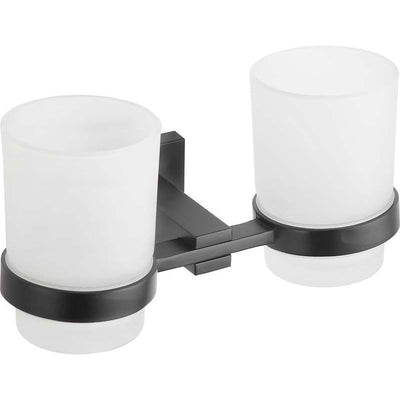 Vane Double Cup For Toothbrushes - Black - Bathroom Store Ireland
