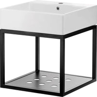 Wall-mounted bathroom console, with washbasin - 60x50 cm black