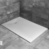 White Slate Shower Tray with White Drain Cover 