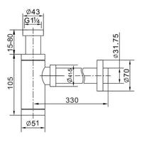 Dimensions of Rose Gold Basin Trap