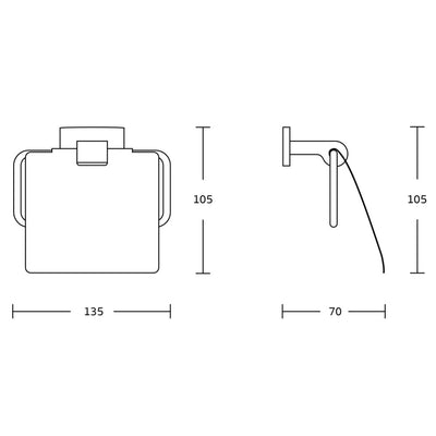 Dimensions of Mexen Zoja Toilet Roll Holder with Cover 