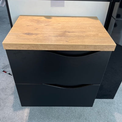 Colorado 60 Matt Black Vanity Unit & Oak Countertop