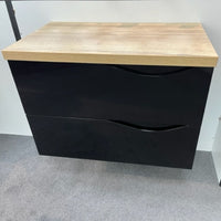 Colorado 80 Gloss Black Vanity Unit & Walnut Countertop