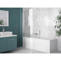 P Shape shower bath with 1-fold shower screen - 1500mm Right - Bathroom Store Ireland