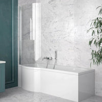 P Shape shower bath with 1-fold shower screen - 1500mm Left - Bathroom Store Ireland