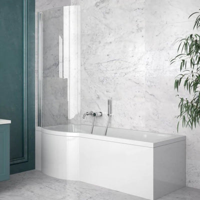 P Shape shower bath with 1-fold shower screen - 1500mm Left - Bathroom Store Ireland