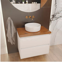 Finn White Vanity Unit & Countertop - 600mm Oak - Bathroom Store Ireland